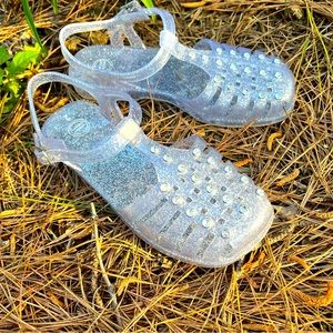 WONDER NATION•GIRLS GLITTER JELLY SANDALS WITH DIAMOND STONES•SIZE 2